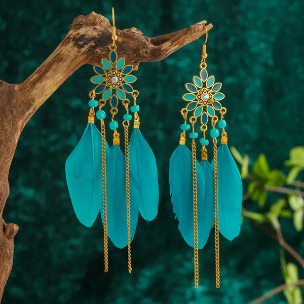 Bohemian Long Feather Earrings for Women