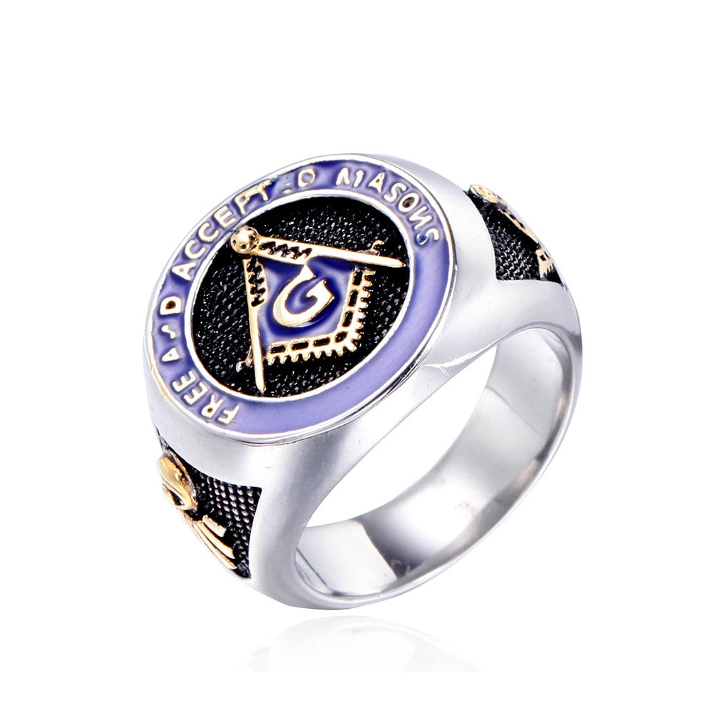 Vintage Letter G Stainless Steel Masonic Ring For Men