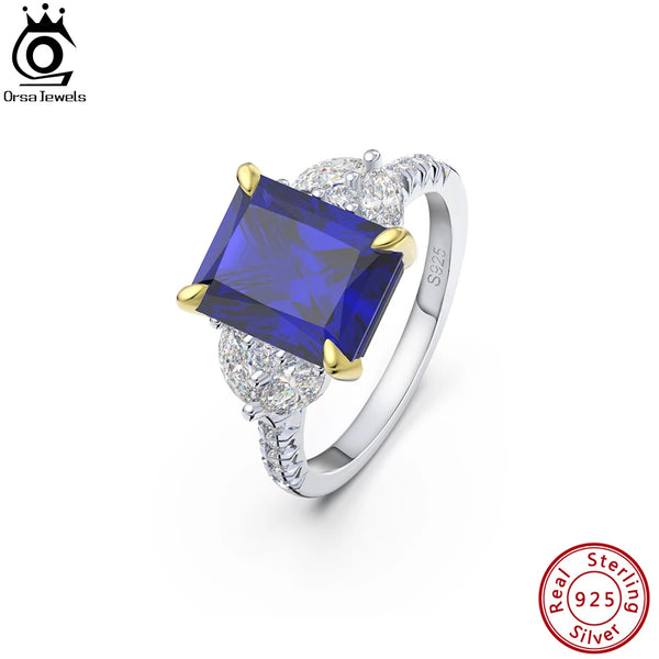 925 Sterling Silver Created Tanzanite Finger Rings for Women