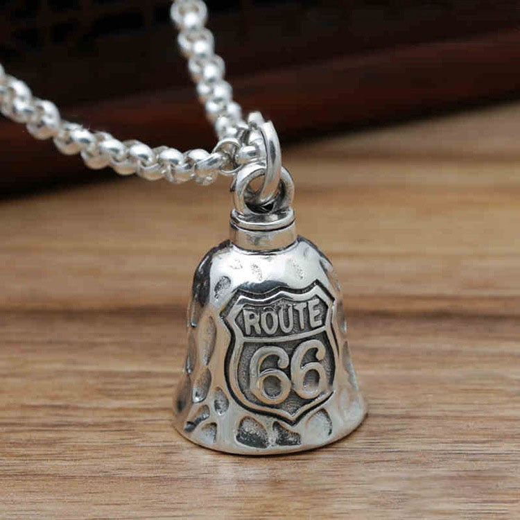 New Creative Route 66 Road Sign Bell Pendant Necklace for Men and Women