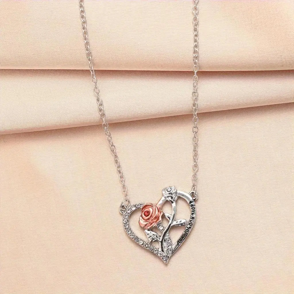 I Love You Forever Necklace With Rose Gift Box For Girlfriend Momther Birthday Christmas Romantic Gift