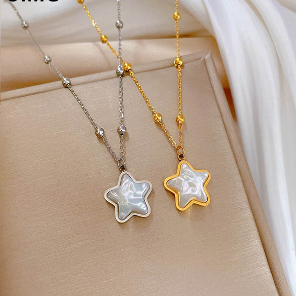 Sweer Mermaid Color Star Pendant Necklace High-end Sense Party Accessories