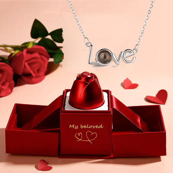 LOVE Projection Necklace 100 Languages I Love You Miniature Sculpture Pendant For Women