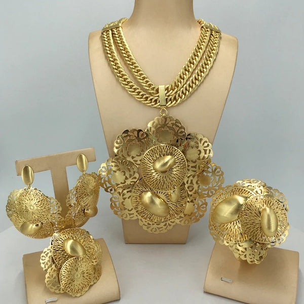 New Bold Jewelry Big Flower Necklace Brazilian Jewelry Set for Women