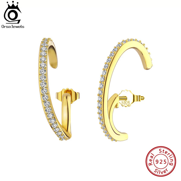 Gold 925 Sterling Silver Huggies Earrings for Women