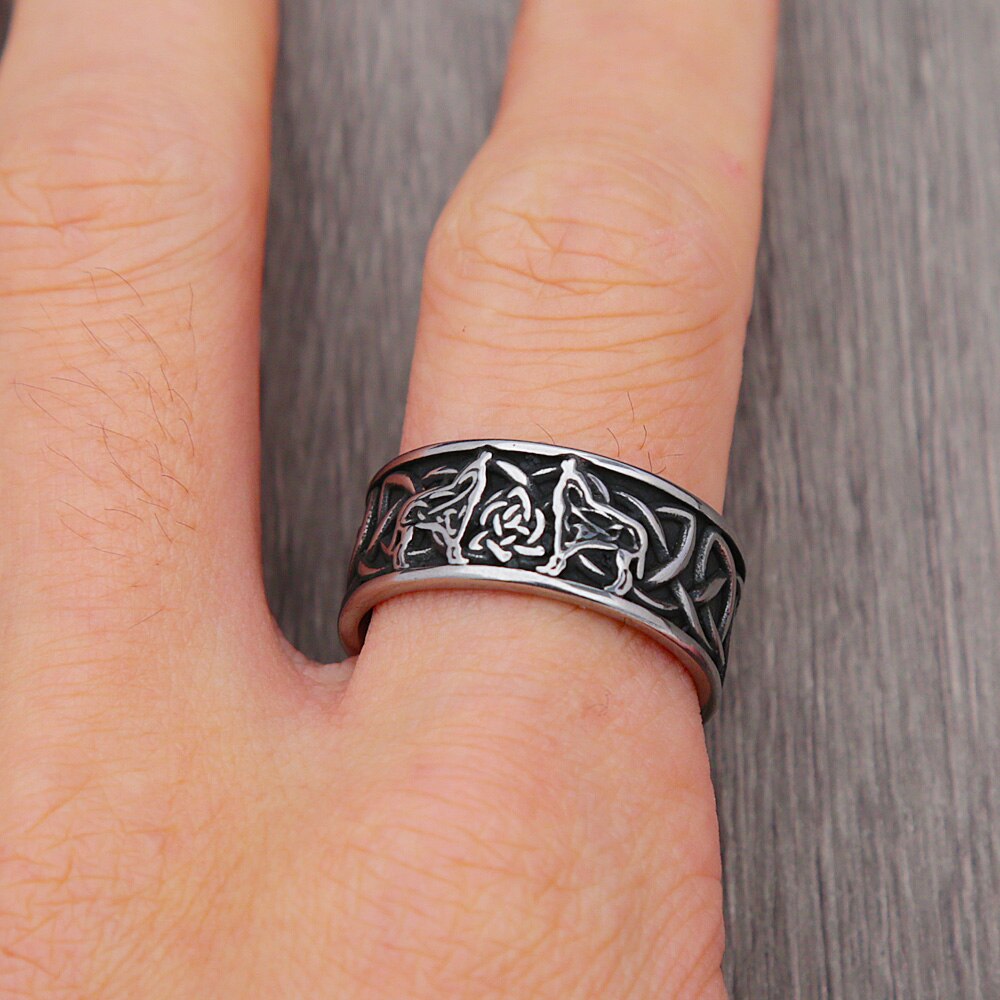 Vintage Viking Northern Ireland Celtics Knot Wolf Ring For Men Women