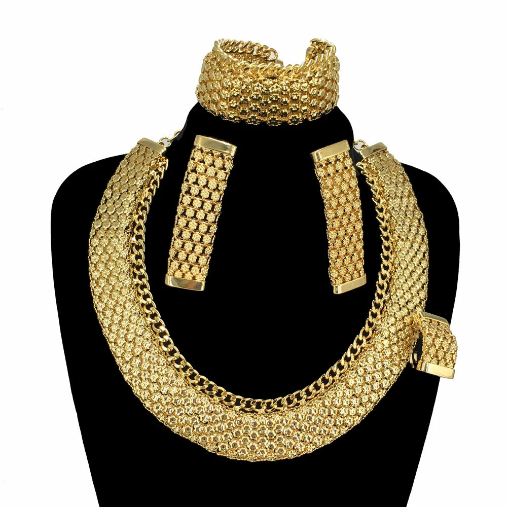 New Design Brazilian Gold Plated Jewelry Sets Unique Necklace  for Women