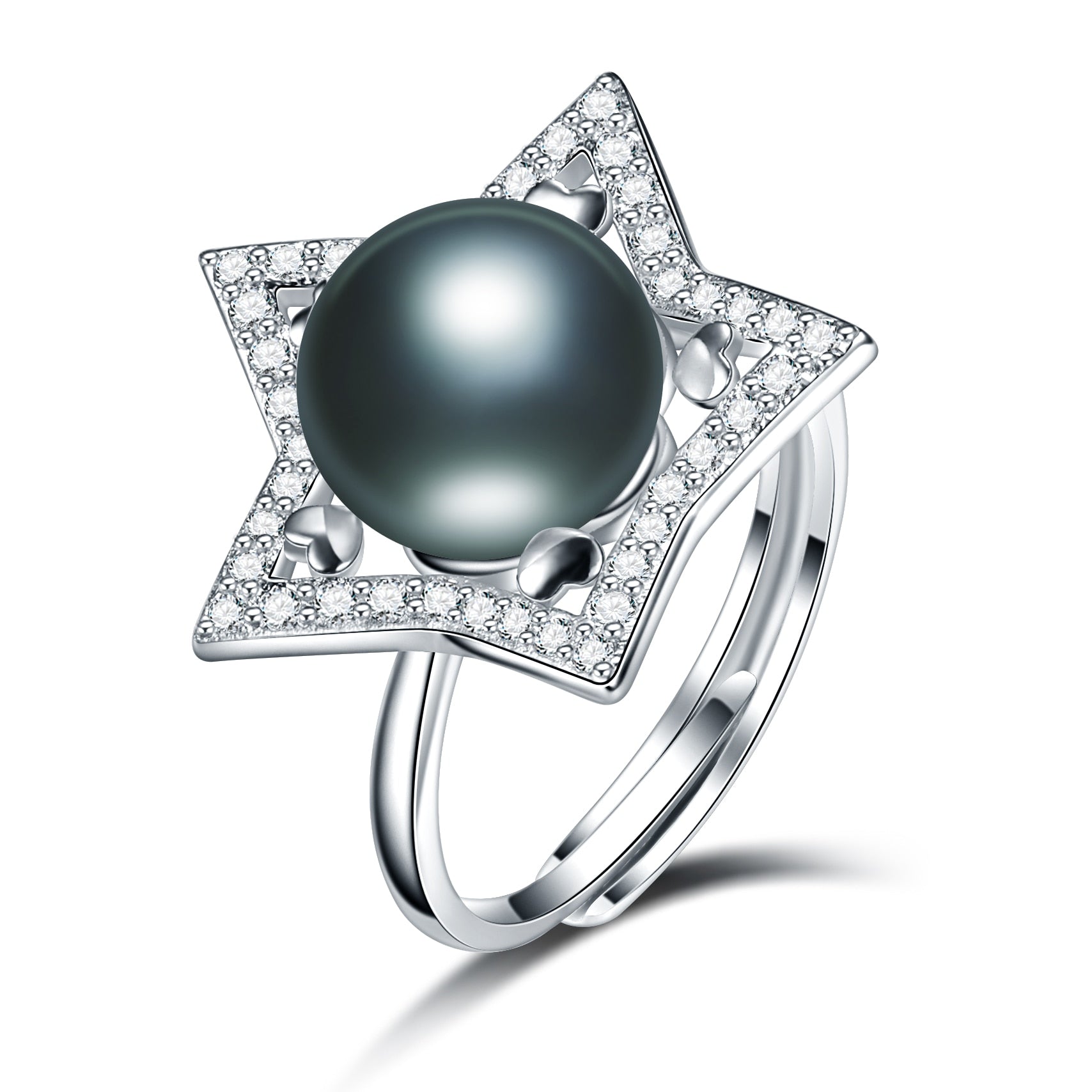 Real Natural Black Pearl Ring For Women