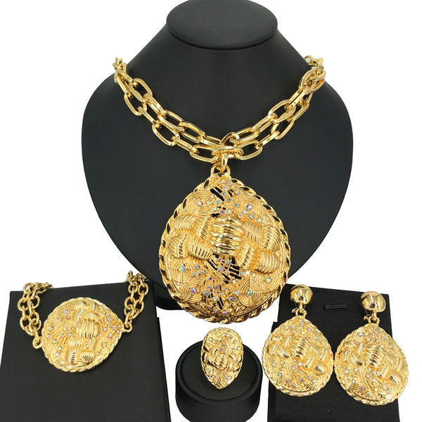 Big Pendant Italian Jewelry Sets For Women Birthday Gift Party