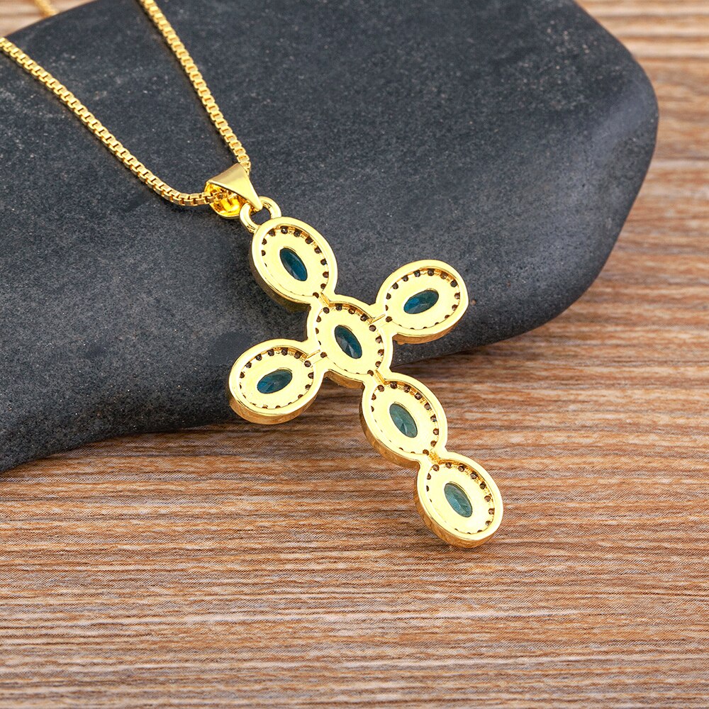 New Arrival 5 Colors Cross Pendant Necklace Women Men Link Chain