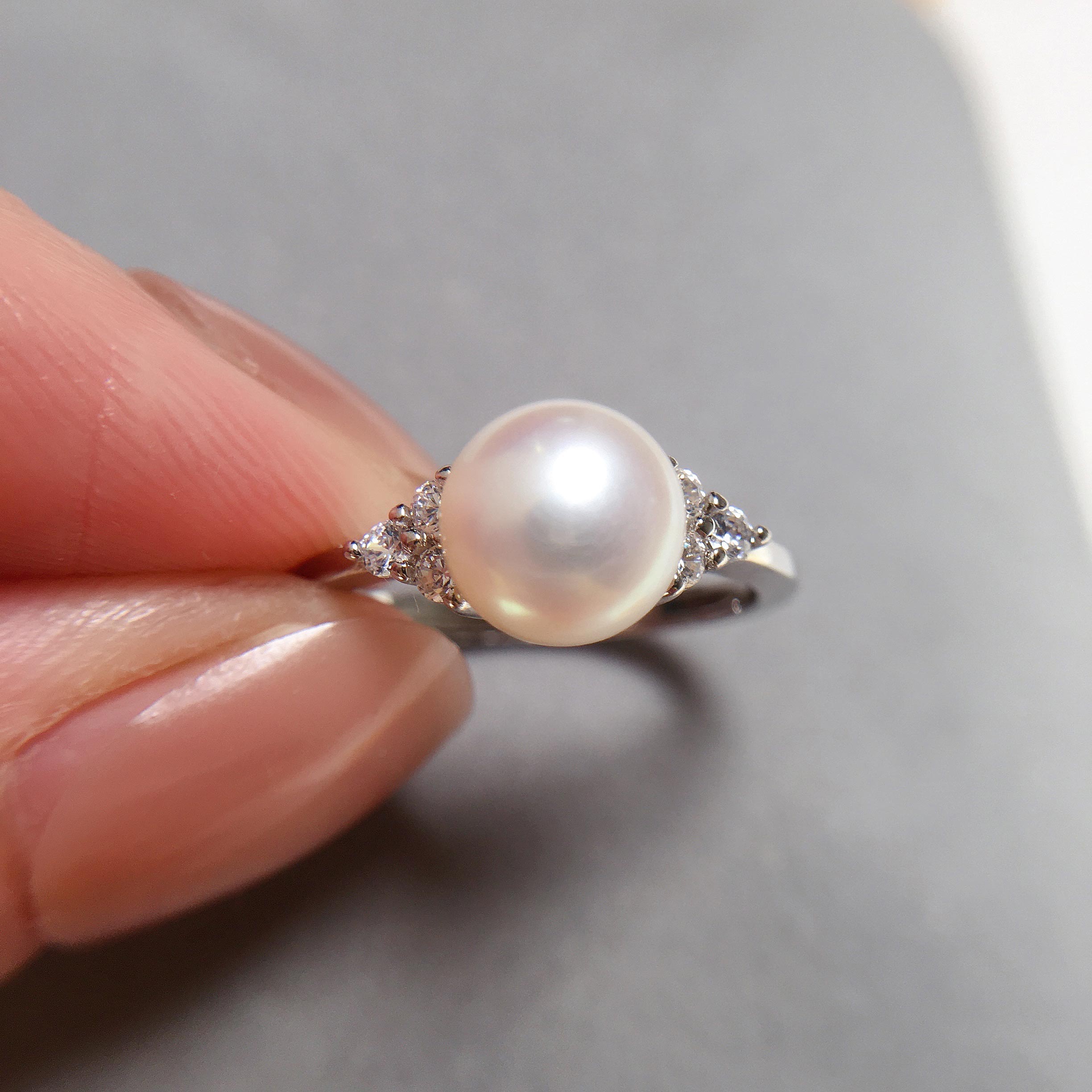 Simple Pearl Ring 100% Real Natural Pearl Gold Silver Color Women