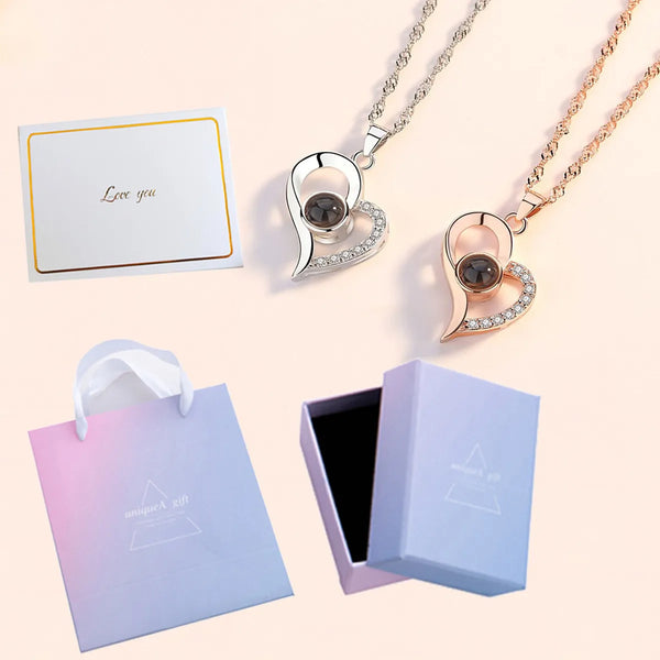 4pcs Necklace Set With Gift Box Greeting Card Tote Bag For Girlfriend Wife Love Gifts