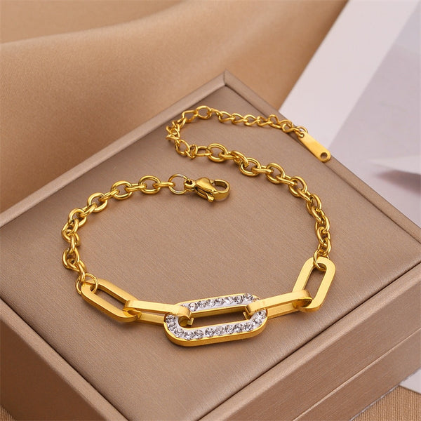 316 Stainless Steel Multilayer Charm Bracelet For Women