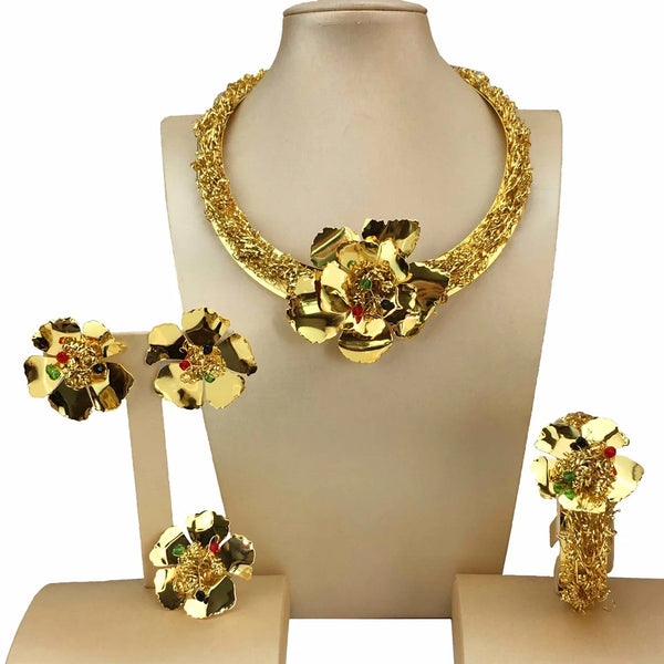 Newest Brazilian Jewelry Sets High Quality Flower Necklace  for Women