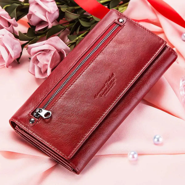 Women Genuine Leather Wallets Fashion Cell Phone Clutch Bag