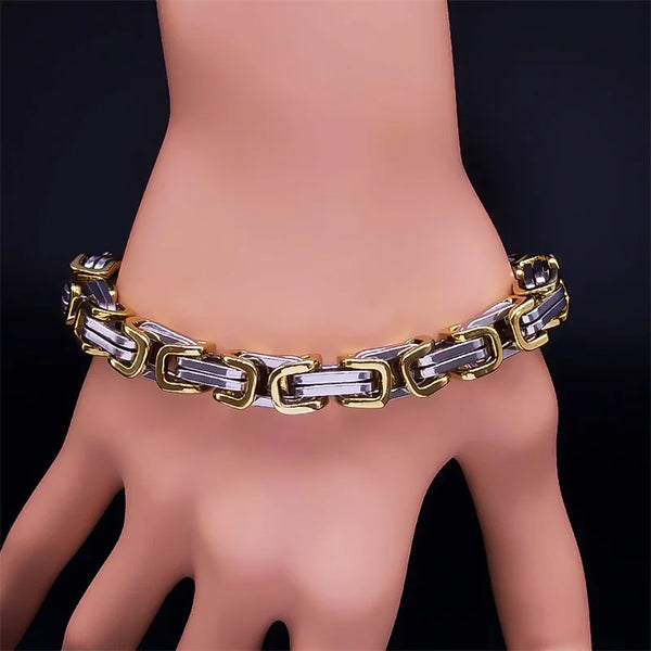 Byzantium Chain Buckle Bracelet Stainless Steel Gold Color Link Chain Bracelets