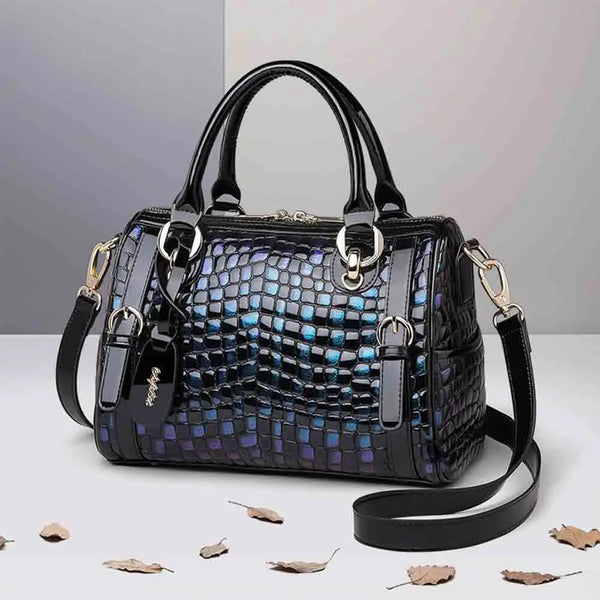 Winter New Woman Genuine Leather Handbag Gradient Crocodile Grain Shoulder Bag