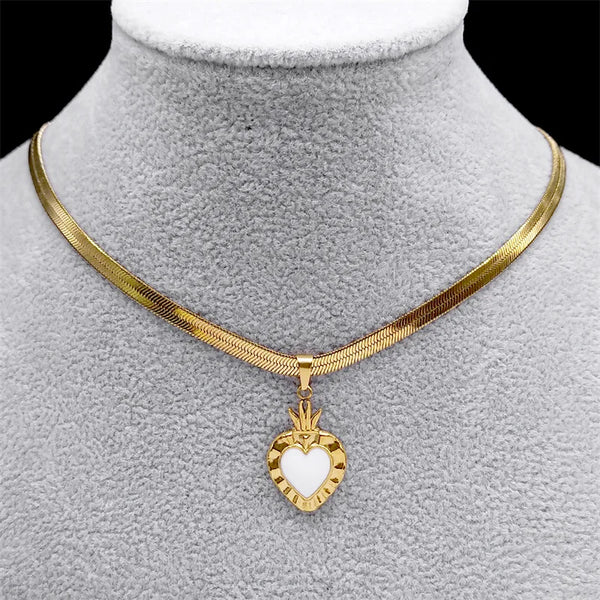 Sacred Heart of Jesus Necklaces Pendants for Women Stainless Steel Gold Color Clavicle Chain