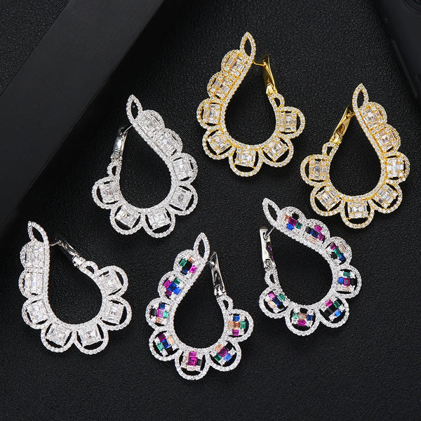 Luxury Fashion Exquisite Round Drop Earrings For Women Noble CZ Charms Bridal Earrings