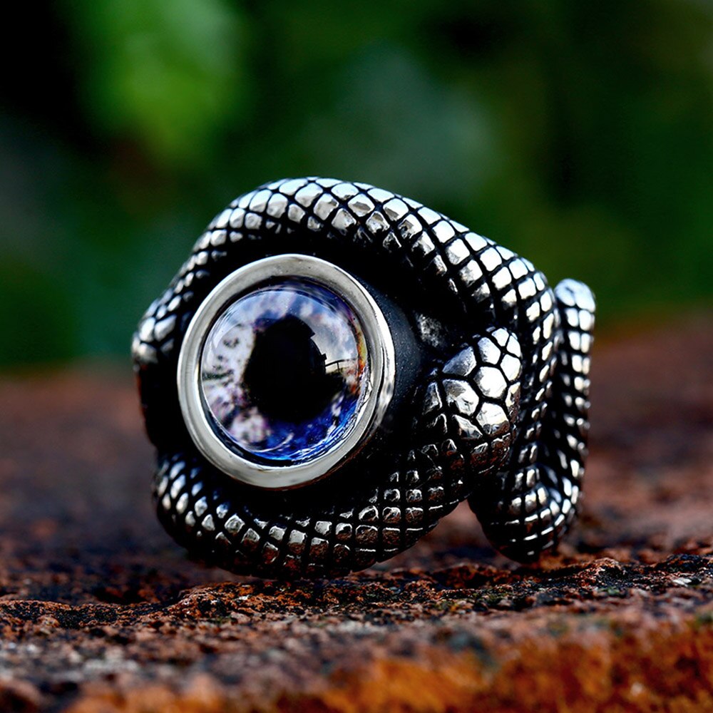 Vintage Creative Double Snake Head Stone Ring Punk Men Woman