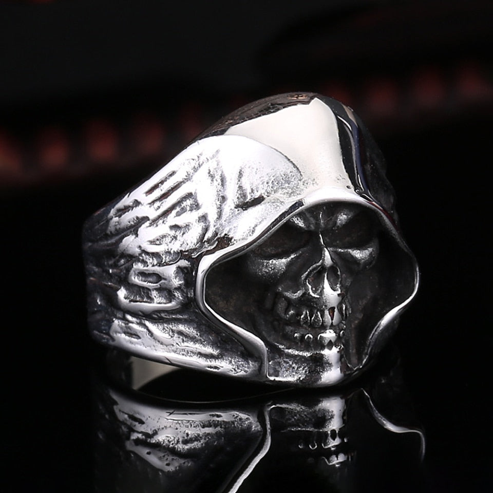 Gothic Vintage Stainless Steel Death Skull Ring For Men