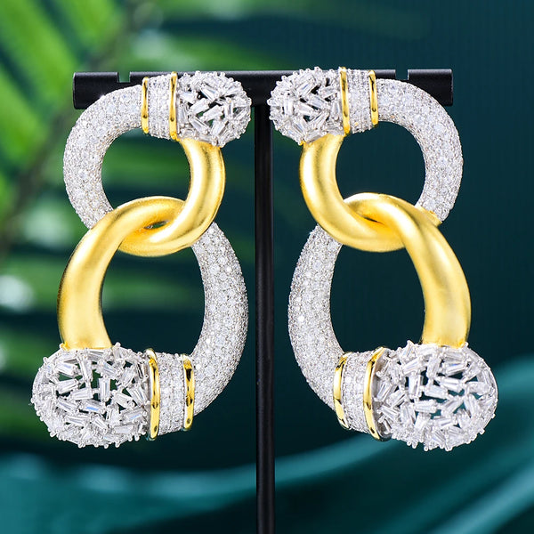 New Luxury Rhinestone Crystal Long Tassel Earrings for Women Bridal Drop Dangling Earrings