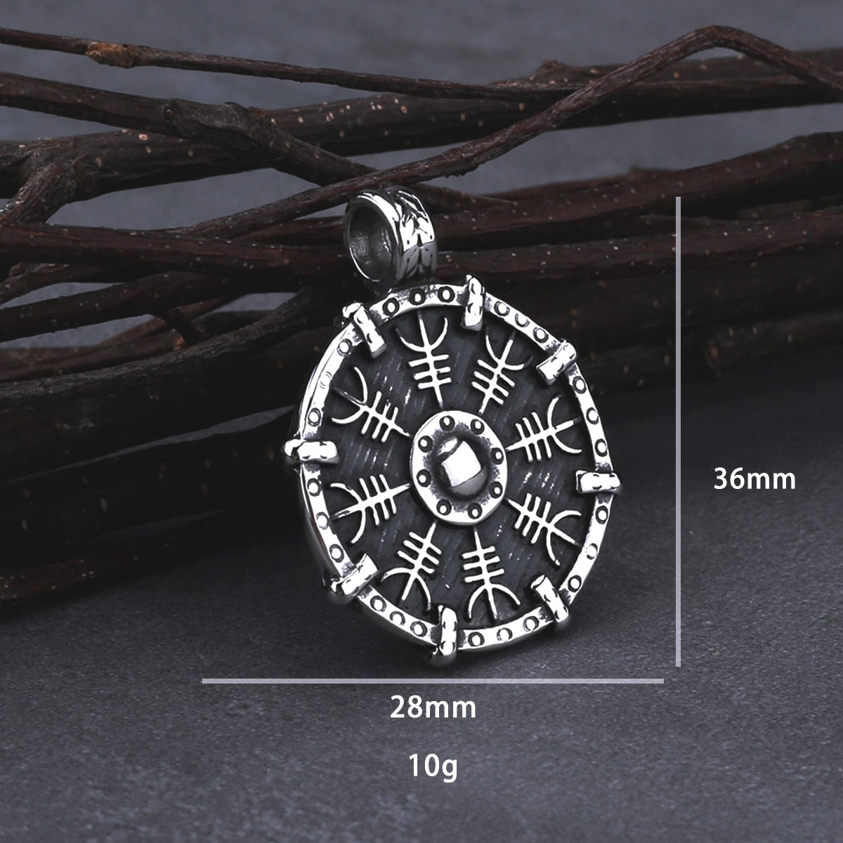 Stainless Steel Viking Rune Compass Necklace for Men