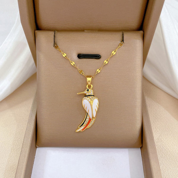 Colorful Animal Bird Pendant Necklace For Women