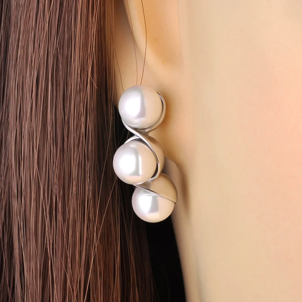 Elegant Round Imitation Pearls Geometric Earrings For Women