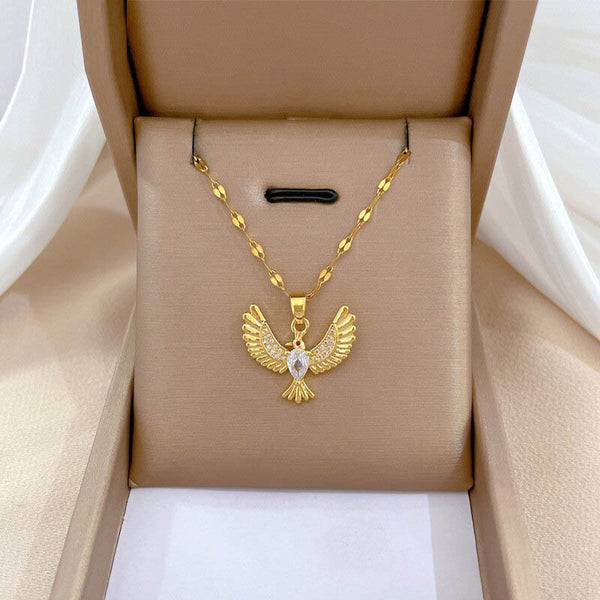 Gold Color Personality Punk Dapeng Wings Animal Bird Pendant Necklace For Women