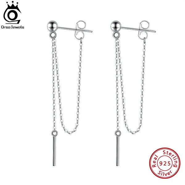 Fashion 925 Sterling Silver Dangle Long Chains Earrings for Women