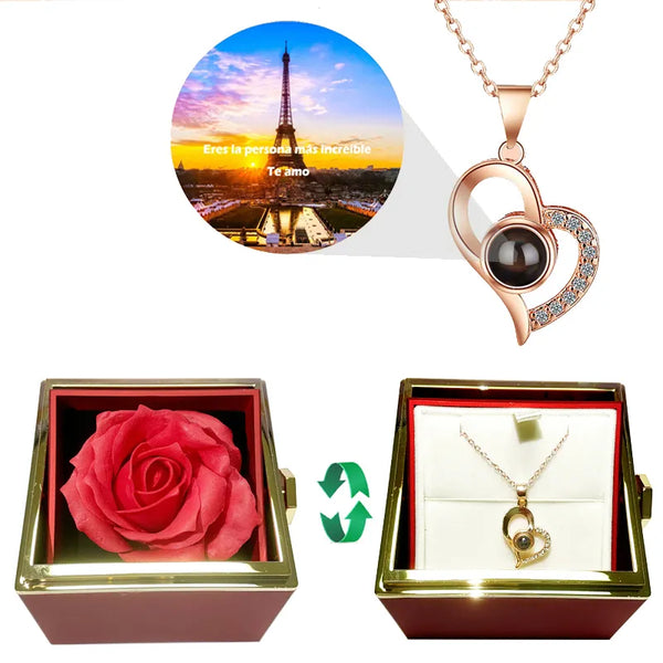 Projection Necklace With 360° Rotating Rose Gift Box