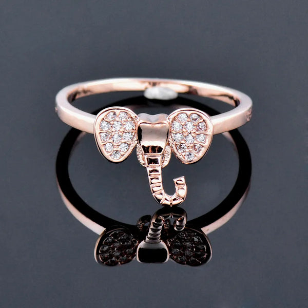 Classic Crystal Elephant rings for women Rose Gold Silver Color Ring