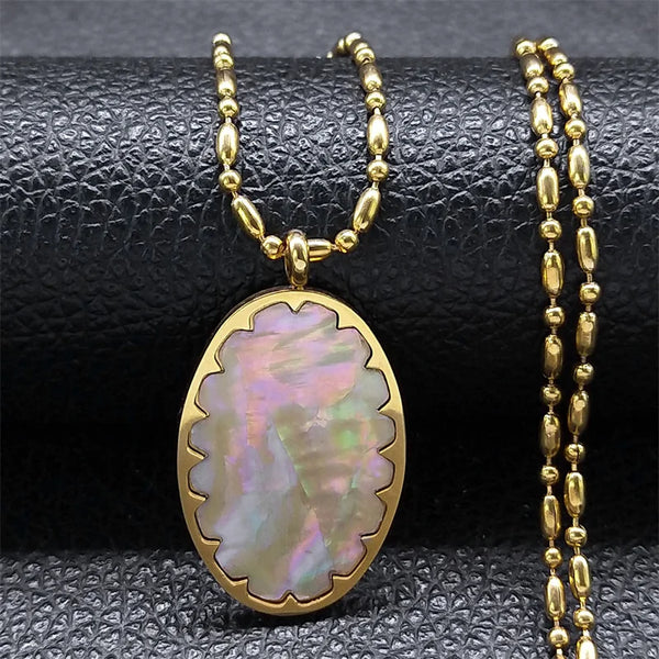 Pink Necklace for Girl Shell Stainless Steel Gold Color Aesthetic Elegant Clavicle Chain