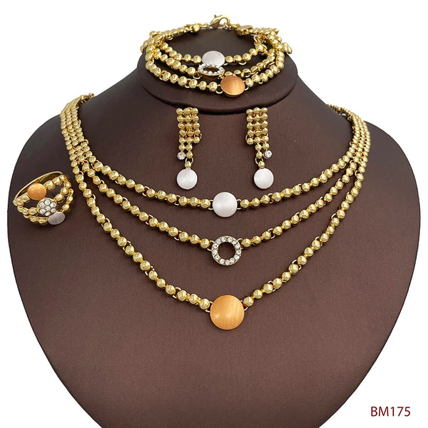 Italian Jewelry Set For Women Luxury Dubai Jewelry Necklace Bracelet Earrings Ring