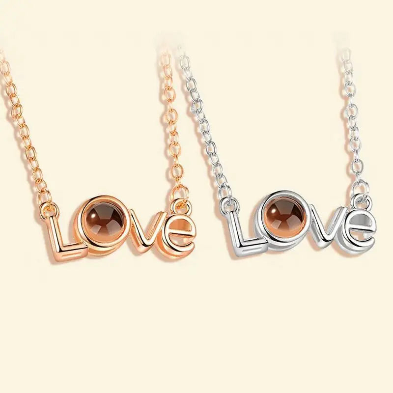 LOVE Projection Necklace 100 Languages I Love You Miniature Sculpture Pendant For Women