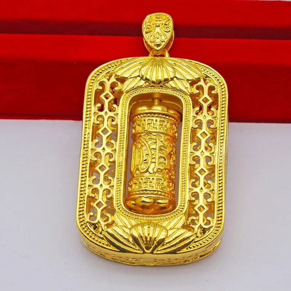 Tibetan Six-character Mantra Prayer Wheel Pendant Necklace