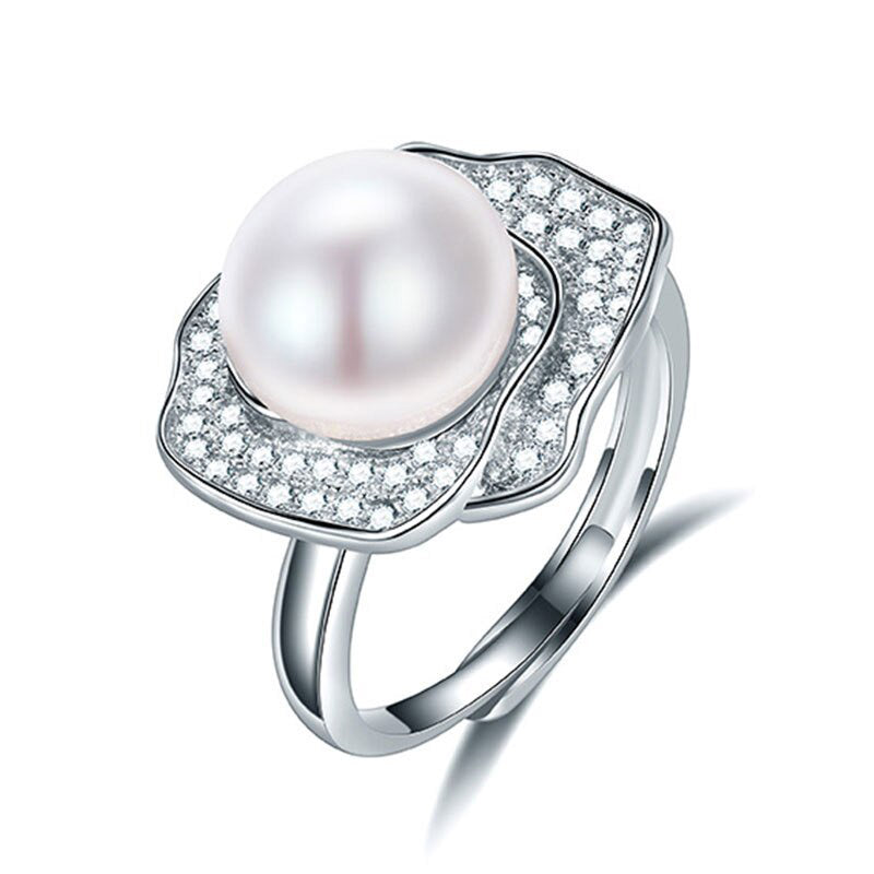 Shaped flower 10-11mm AAAA natural freshwater pearl ring for women gift