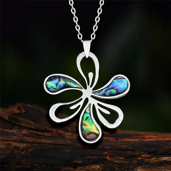 Stainless Steel Flower Pendant Shell Necklace For Women