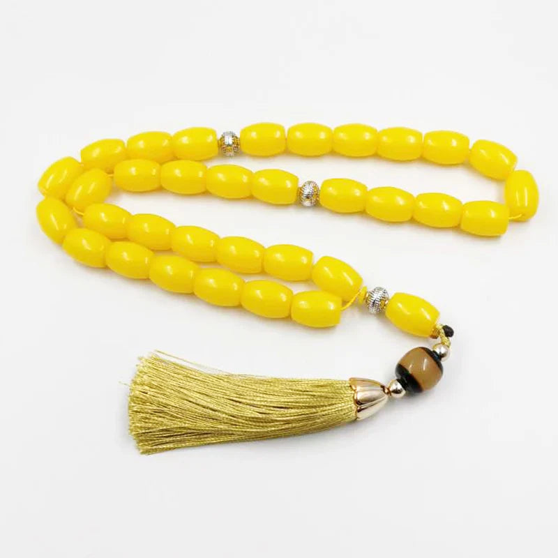 Big size Yellow Resin Tasbih 33 45 66 99 Prayer Beads arab fashion bracelet