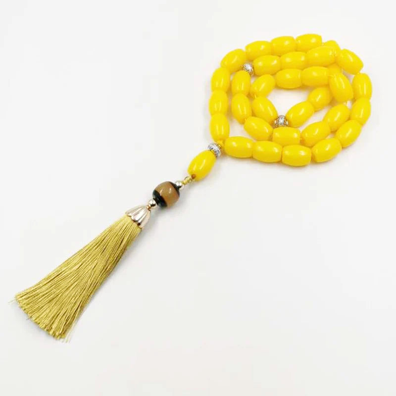 Big size Yellow Resin Tasbih 33 45 66 99 Prayer Beads arab fashion bracelet