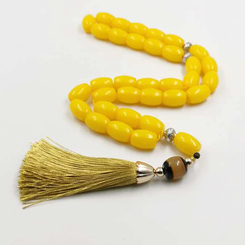 Big size Yellow Resin Tasbih 33 45 66 99 Prayer Beads arab fashion bracelet