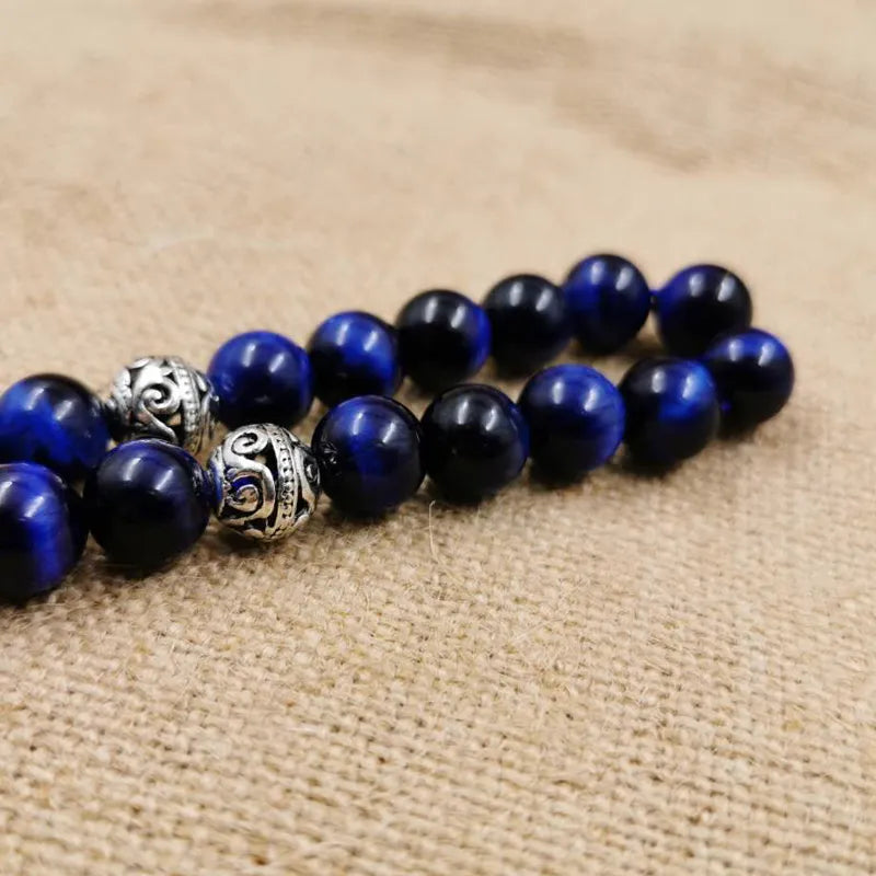 Natural blue tiger eye Tasbih Muslim Man bracelets Gift Eid misbaha accessories 33 66 99 prayer beads