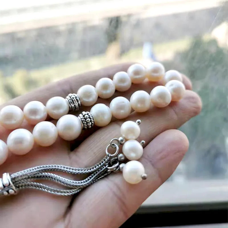 Tasbih Natural Pearl Hot sale style Freshwater pearl misbaha rosary bead pearl bracelet Women Love gift