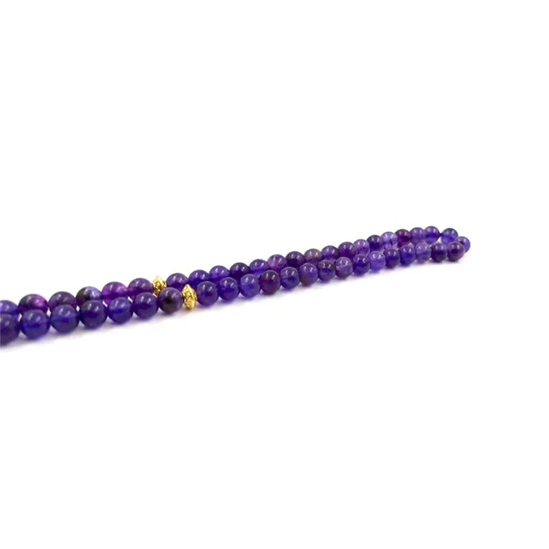 Natural Purple Amethysts 99beads Bracelet Islamic Eid Gift Gold Tassel for Women Rosary