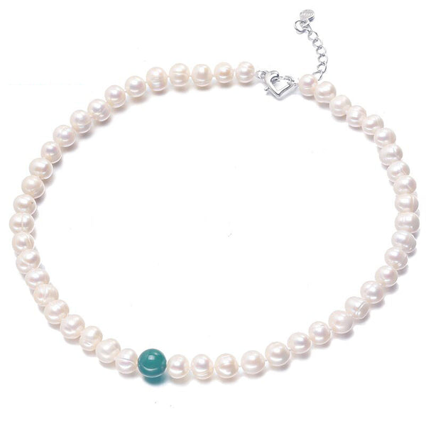 White Freshwater Cultured Baroque Pearl Necklace for Women