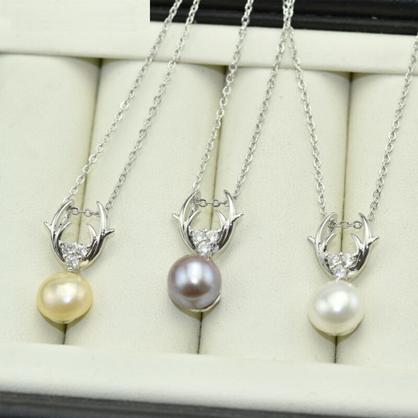 Fine Jewelry Pearl Necklace Natural Freshwater Pearl Deer Shaped Pendants