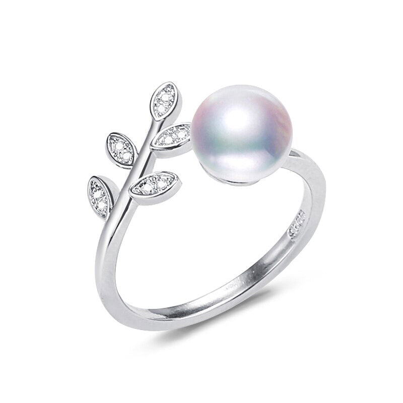 Leaf Pearl Ring 100% Real Natural Pearl Gold And Silver Color  Silver Ring Women