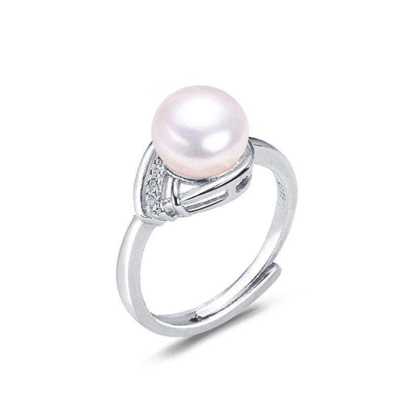 New Trendy Pearl Ring Natural Freshwater Pearl 925 Sterling Silver Ring For Women