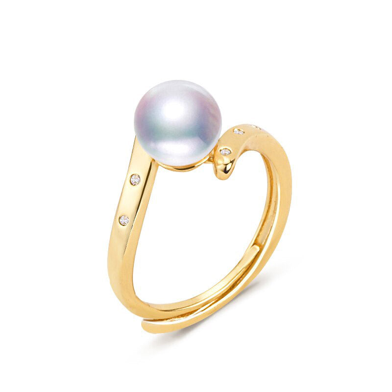 Real Natural Pearl Ring New  14K Gold Gild Design Engagement Ring